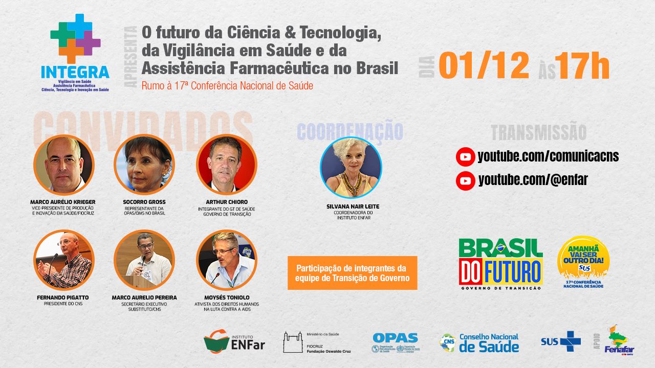 Live vai debater futuro da Ciência e Tecnologia, da Vigilância em Saúde e da Assistência Farmacêutica no Brasil