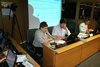 Conselheiros Graciara de Azevedo, Clóvis Boufler e Francisco Batista Júnior no debate sobre as Comissões do CNS