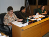 As Conselheiras Nacionais Graciara de Azevedo, Maria Helena Machado e Ruth Bittencourt na 212ª Reunião Ordinária durante a aprovação dos pareceres da Comissão Intersetorial de Recursos Humanos (Cirh)
